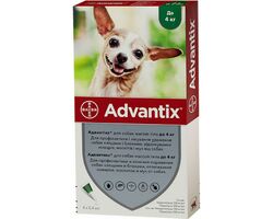 Капли от блох и клещей Bayer Advantix для собак весом до 4 кг, цена за 1 пипетку