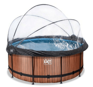 Басейн EXIT каркасний круглий із куполом 360х122 см + тепловий насос + пісочний фільтр "дерево"