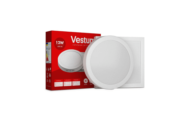 Круглий світлодіодний накладний світильник Vestum 12W 6000K 220V 1-VS-5306 - NaVolyni.com