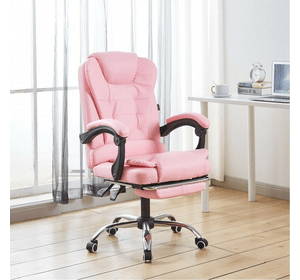 Крісло офісне на колесах Bonro BN-6071 рожеве з підставкою для ніг