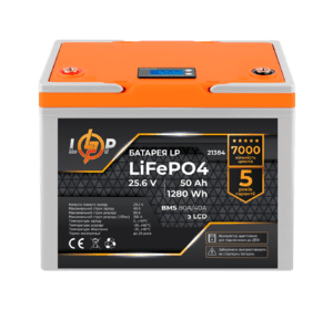 Акумулятор LP LiFePO4 для ДБЖ LCD 25,6V - 50 Ah (1280Wh) (BMS 80A/40А) пластик