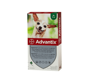 Капли от блох и клещей Bayer Advantix для собак весом до 4 кг, цена за 1 пипетку