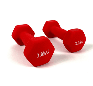 Гантелі для фітнеса NEO-SPORT 2 кг. x 2 шт., метал з вініловим покриттям (червоний)