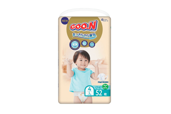 Підгузки GOO.N Premium Soft для дітей 9-14 кг (розмір 4 (L), на липучках, унісекс, 52 шт.) - NaVolyni.com