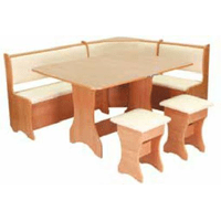 Кухонний куточок: стіл розкладний + м'який куточок з 2-ма ящиками під сидіннями + 2 табурета