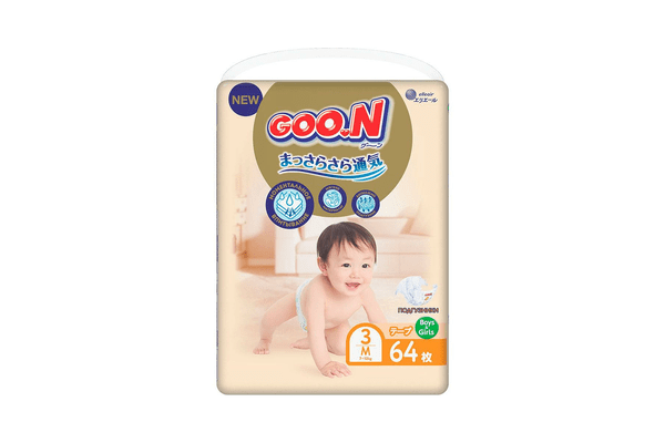 Підгузки GOO.N Premium Soft для дітей 7-12 кг (розмір 3 (M), на липучках, унісекс, 64 шт.) - NaVolyni.com