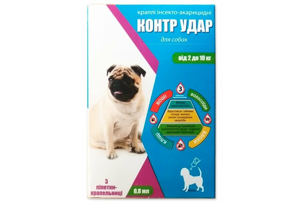 Краплі Контр Удар для собак 2-10 кг 0.8мл Круг - NaVolyni.com