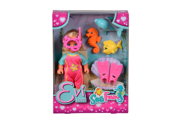Лялька Еві 'Морські розваги' з ластами та маскою, 3 тваринки, 3+ - NaVolyni.com