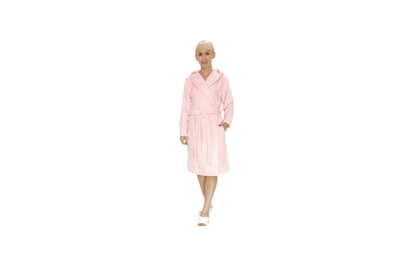 Короткий халат махровий на запах ніжно рожевий - NaVolyni.com