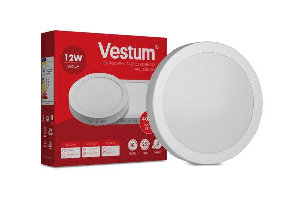 Круглий світлодіодний накладний світильник Vestum 12W 4000K 220V 1-VS-5302 - NaVolyni.com