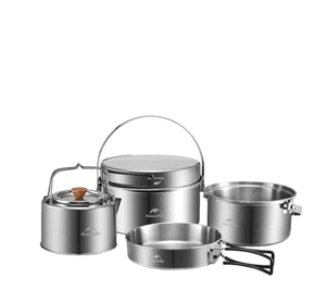 Набір посуду (каструля, казанок, сковорідка,чайник) Naturehike NH22CJ005, нержавіюча сталь