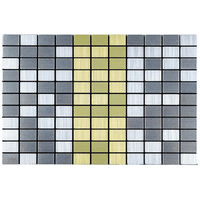 Самоклеюча алюмінієва плитка срібна із золотом мозаїка SW-00001826 (D) 300х300х3мм