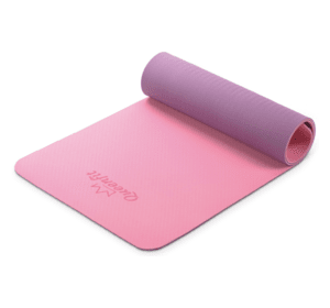 Килимок (мат) для фітнесу та йоги Queenfit Premium TPE 0,6 см рожево-фіолетовий