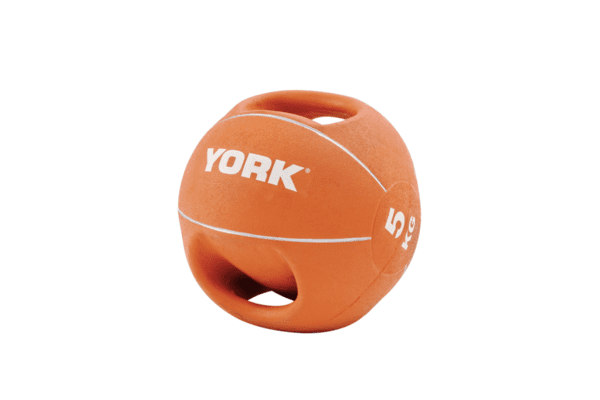 М'яч медбол 5 кг York Fitness із двома ручками, помаранчевий - NaVolyni.com