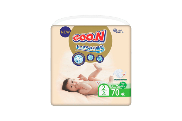 Підгузки GOO.N Premium Soft для дітей 4-8 кг (розмір 2 (S), на липучках, унісекс, 70 шт.) - NaVolyni.com