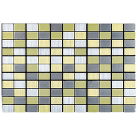 Самоклеюча алюмінієва плитка срібна із золотом шахи SW-00001827 (D) 300х300х3мм