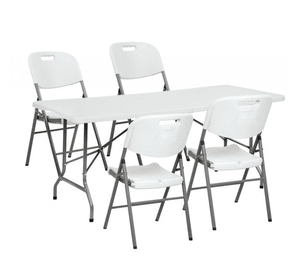 Стіл розкладний туристичний для пікніка Bonro XZ 180 см + 4 білих розкладних крісла Bonro Y53