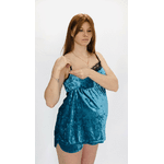 Комплект піжама топ і шорти велюровий з мереживом для вагітних - NaVolyni.com, Фото 2