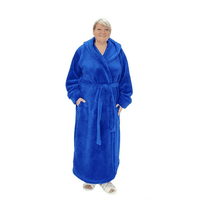 Довгий махровий халат синій великих розмірів 64
