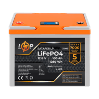 Акумулятор LP LiFePO4 12V (12,8V) - 100 Ah (1280Wh) (BMS 80A/40А) пластик LCD для ДБЖ