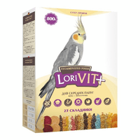 ЛоріВіт+" вітамінізованний корм для середніх папуг, 800г