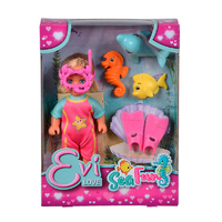 Лялька Еві 'Морські розваги' з ластами та маскою, 3 тваринки, 3+