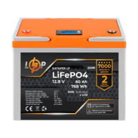 Акумулятор LP LiFePO4 для ДБЖ 12,8V - 60 Ah (768Wh) (BMS 80A/40А) пластик LCD