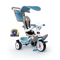 Дитячий металевий велосипед з козирком, багажником та сумкою, блакитний, 66х49х100 см, 10 міс.+