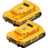Набір акумуляторних батарей DCB183D2 DeWALT, 18 V XR Li-Ion, 2.0 Ah 2 шт, світлова індикація, 0.8 кг.