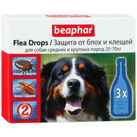 Beaphar капли от блох и клещей для средних и крупных собак капли от блох и клещей для собак средних и крупных пород (20-70 кг) с шестимесячного возраста Артикул: 10827 Пипетки : 3 пипетки