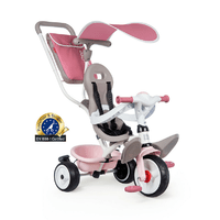Дитячий металевий велосипед з козирком, багажником та сумкою, рожево-сірий, 66х49х100 см, 10 міс.+