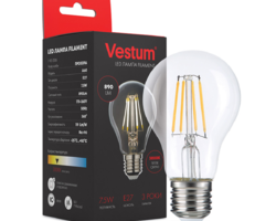 Світлодіодна філаментна лампа Vestum А60 Е27 7,5Вт 220V 3000К 1-VS-2106