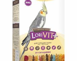 ЛоріВіт+" вітамінізованний корм для середніх папуг, 800г