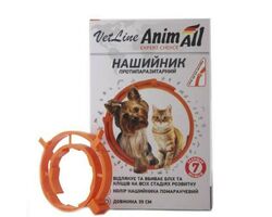 Ошейник противопаразитный AnimАll VetLine для кошек и собак, оранжевый, 35 см
