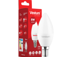 Світлодіодна лампа Vestum C37 8W 4100K 220V E14 1-VS-1311