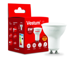 Світлодіодна лампа Vestum MR16 8W 3000K 220V GU10 1-VS-1507