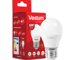 Світлодіодна лампа Vestum G45 6W 3000K 220V E27 1-VS-1202