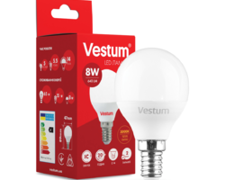 Світлодіодна лампа Vestum G45 8W 3000K 220V E14 1-VS-1212