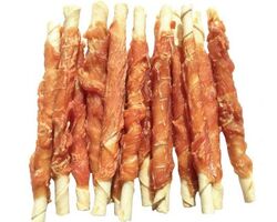 Ласощі для собак, кручений м'ясо курки на пресованої кістки 12,5 см.