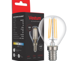 Світлодіодна філаментна лампа Vestum G45 Е14 4Вт 220V 4100К 1-VS-2225