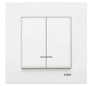 Білий двоклавішний вимикач з підсвічуванням VIKO Karre 90960050