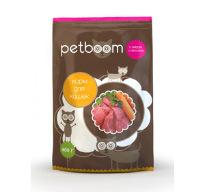 Сухой эконом корм Petboom для взрослых кошек, с мясом и овощами, 10 кг