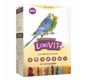 ЛоріВіт+" вітамінізованний корм для хвилястих папуг, 800г