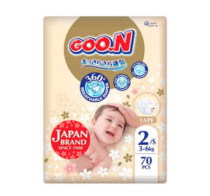 Підгузки GOO.N Premium Soft для дітей 3-6 кг (розмір 2(S), на липучках, унісекс, 70 шт)