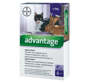 Bayer Advantage Cat 80 - капли Байер Адвантейдж от блох для кошек и декоративных кроликов