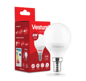 Світлодіодна лампа Vestum G45 6W 4100K 220V E14 1-VS-1203