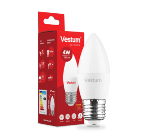 Світлодіодна лампа Vestum C37 4W 3000K 220V E27 1-VS-1306