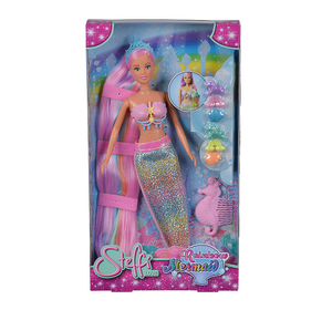 Лялька Штеффі-русалонька 'Рейнбоу' з блискучим хвостом, аксес, 3+