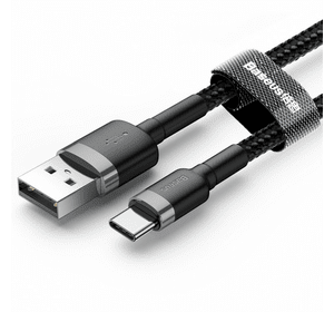 Кабель Baseus Cafule USB 2.0 to Type-C 3A 1M Чорний/Сірий (CATKLF-BG1)