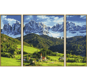 Художній творчий набір-триптих Альпійський пейзаж. Церква Святої Магдалени, 50х80 см, 12+
